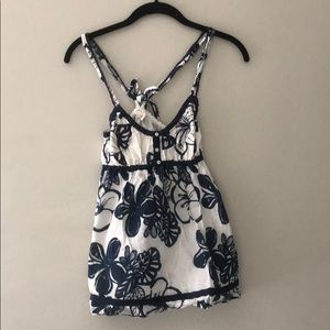 Hollister Navy & White Tie-Back Baby Doll Top